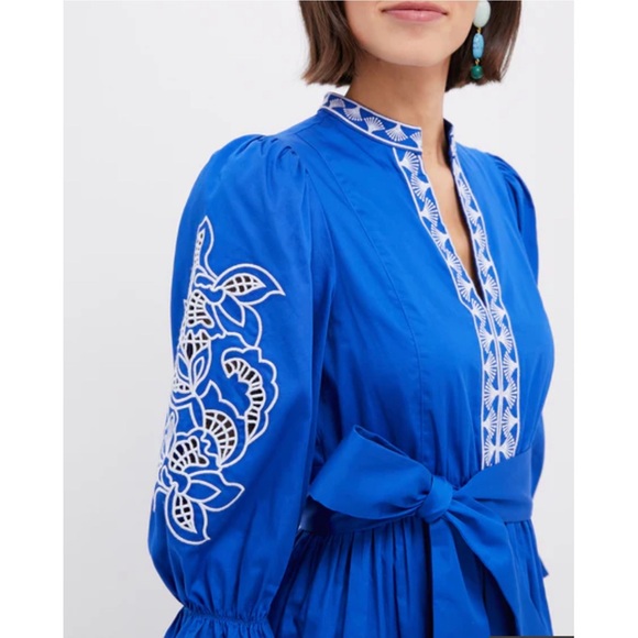 HYACINTH HOUSE Royal Blue with Baby Blue Embroidery Dowling Midi Dress - Picture 6 of 12